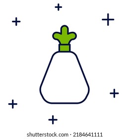 Filled outline Garbage bag icon isolated on white background.  Vector