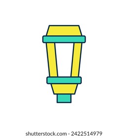 Filled outline Garden light lamp icon isolated on white background. Solar powered lamp. Lantern. Street lamp.  Vector