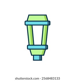 Filled outline Garden light lamp icon isolated on white background. Solar powered lamp. Lantern. Street lamp. Flat filled outline style with shadow. Vector