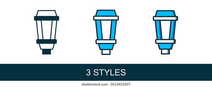 Filled outline Garden light lamp icon isolated on white background. Solar powered lamp. Lantern. Street lamp.  Vector