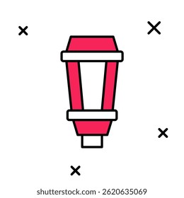 Filled outline Garden light lamp icon isolated on white background. Solar powered lamp. Lantern. Street lamp.  Vector