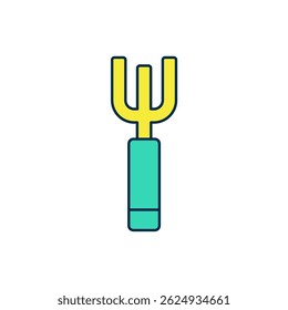 Filled outline Garden pitchfork icon isolated on white background. Garden fork sign. Tool for horticulture, agriculture, farming.  Vector