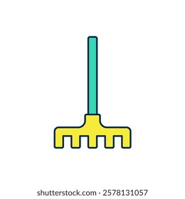 Filled outline Garden rake icon isolated on white background. Tool for horticulture, agriculture, farming. Ground cultivator. Housekeeping equipment.  Vector