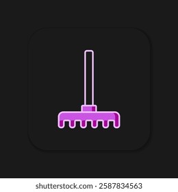 Filled outline Garden rake icon isolated on black background. Tool for horticulture, agriculture, farming. Ground cultivator. Housekeeping equipment. Flat filled outline style with shadow. Vector