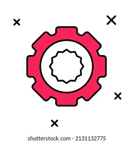 Filled outline Gear icon isolated on white background. Cogwheel gear settings sign. Cog symbol.  Vector