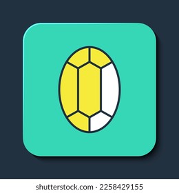 Icono de piedra de Gema de contorno relleno aislado en fondo azul. Símbolo de joyería. Diamante. Botón cuadrado turquesa. Vector