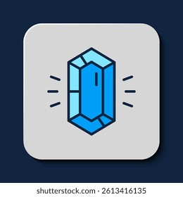 Filled outline Gem stone icon isolated on blue background. Jewelry symbol. Diamond.  Vector