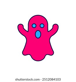 Filled outline Ghost icon isolated on white background. Happy Halloween party.  Vector