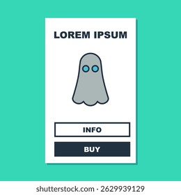 Esquema relleno Icono de fantasma aislado sobre fondo turquesa. Feliz Halloween.  Vector