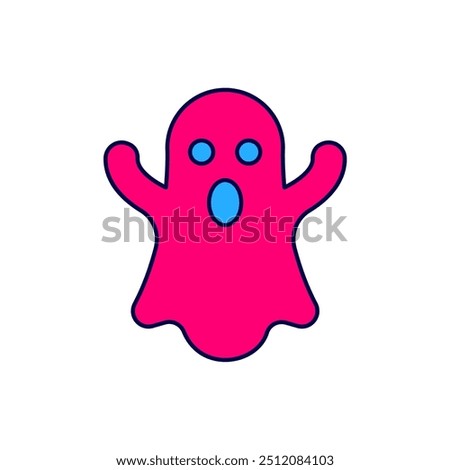 Filled outline Ghost icon isolated on white background. Happy Halloween party.  Vector