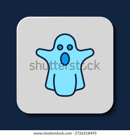 Filled outline Ghost icon isolated on blue background. Happy Halloween party.  Vector