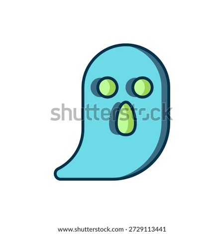Filled outline Ghost icon isolated on white background. Happy Halloween party. Flat filled outline style with shadow. Vector