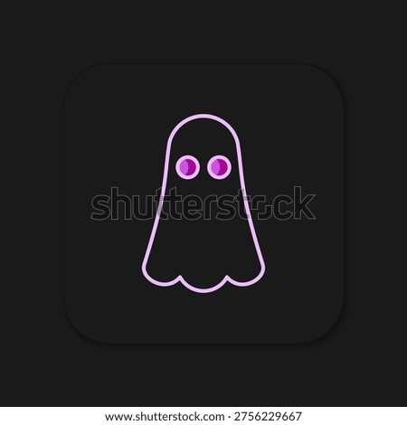 Filled outline Ghost icon isolated on black background. Happy Halloween party. Flat filled outline style with shadow. Vector