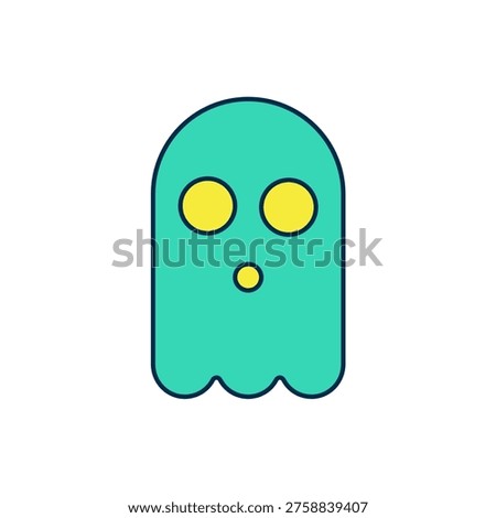 Filled outline Ghost icon isolated on white background. Happy Halloween party.  Vector