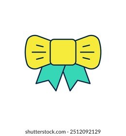 Filled outline Gift bow icon isolated on white background.  Vector