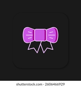 Filled outline Gift bow icon isolated on black background. Flat filled outline style with shadow. Vector