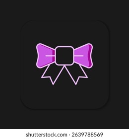 Filled outline Gift bow icon isolated on black background. Flat filled outline style with shadow. Vector