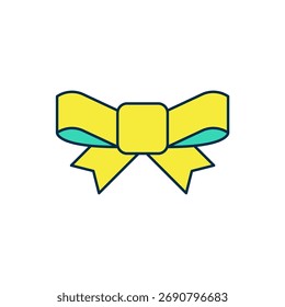 Gefüllter Umriss Geschenkbogen-Symbol einzeln auf weißem Hintergrund.  Vektorgrafik