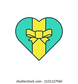Filled outline Gift box icon isolated on white background. Merry Christmas and Happy New Year.  Vector