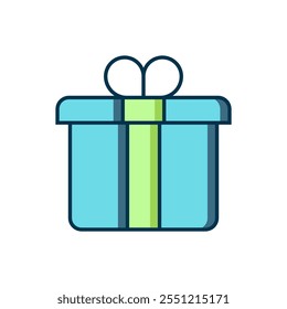 Filled outline Gift box icon isolated on white background. Merry Christmas and Happy New Year. Flat filled outline style with shadow. Vector