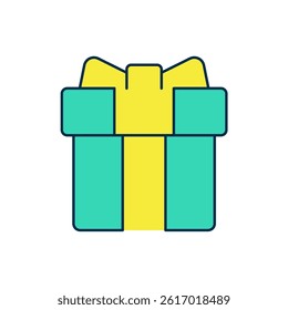Filled outline Gift box icon isolated on white background. 8 March. International Happy Women Day.  Vector