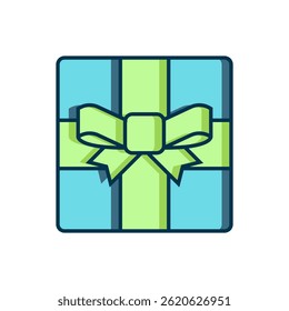 Filled outline Gift box icon isolated on white background. Merry Christmas and Happy New Year. Flat filled outline style with shadow. Vector