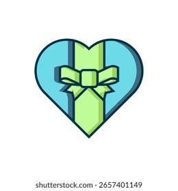 Contorno preenchido ícone da caixa de presente isolado no fundo branco. Feliz Natal e Feliz Ano Novo. Estilo de contorno preenchido plano com sombra. Vetor