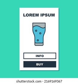 Filled outline Glass of beer icon isolated on turquoise background.  Vector