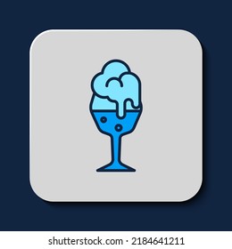 Filled outline Glass of beer icon isolated on blue background.  Vector