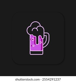 Filled outline Glass of beer icon isolated on black background. Flat filled outline style with shadow. Vector
