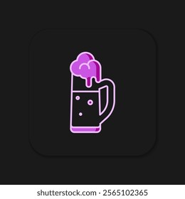 Filled outline Glass of beer icon isolated on black background. Happy Saint Patricks day. National Irish holiday. Flat filled outline style with shadow. Vector