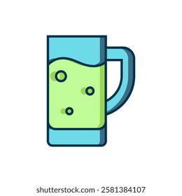 Filled outline Glass of beer icon isolated on white background. Flat filled outline style with shadow. Vector