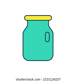 Filled outline Glass jar with screw-cap icon isolated on white background.  Vector