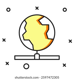 Filled outline Global technology or social network icon isolated on white background. Flat filled outline style with shadow. Vector