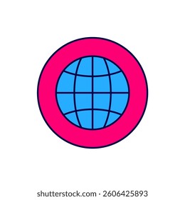 Filled outline Global technology or social network icon isolated on white background.  Vector