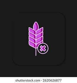 Filled outline Gluten free grain icon isolated on black background. No wheat sign. Food intolerance symbols. Flat filled outline style with shadow. Vector