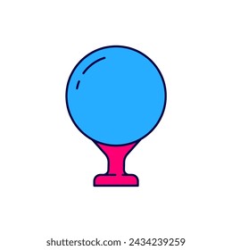 Filled outline Golf ball on tee icon isolated on white background.  Vector