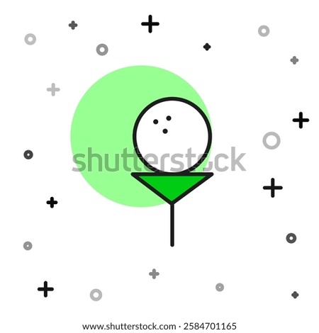 Filled outline Golf ball on tee icon isolated on white background.  Vector