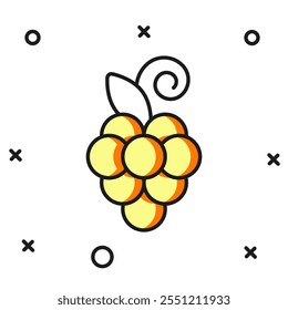 Filled outline Grape fruit icon isolated on white background. Flat filled outline style with shadow. Vector