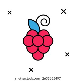 Filled outline Grape fruit icon isolated on white background.  Vector