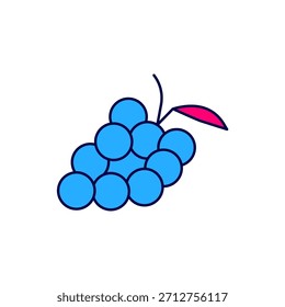 Icono de fruta de uva aislado sobre fondo blanco.  Vector