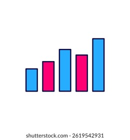 Filled outline Graph, schedule, chart, diagram, infographic, pie graph icon isolated on white background.  Vector