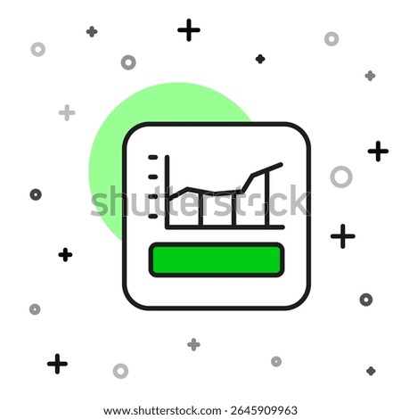 Filled outline Graph, schedule, chart, diagram, infographic, pie graph icon isolated on white background.  Vector