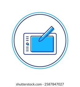 Filled outline Graphic tablet icon isolated on white background.  Vector