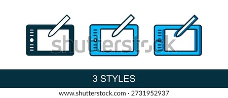 Filled outline Graphic tablet icon isolated on white background.  Vector