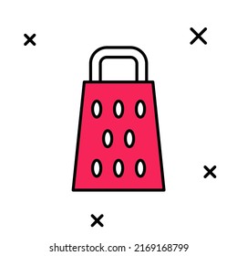 Icono de contorno relleno Grater aislado en fondo blanco. Símbolo de cocina. Utensil de cocina. Cartel de cuchillería.  Vector