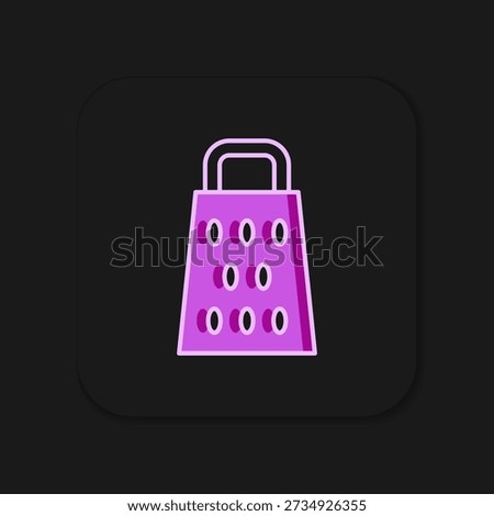 Filled outline Grater icon isolated on black background. Kitchen symbol. Cooking utensil. Cutlery sign. Flat filled outline style with shadow. Vector