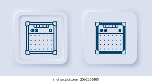 Filled and outline Guitar amplifier icon isolated on grey background. Musical instrument. Square button. Vector
