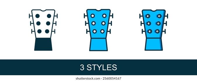 Filled outline Guitar neck icon isolated on white background. Acoustic guitar. String musical instrument.  Vector