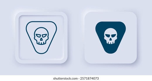 Filled and outline Guitar pick icon isolated on grey background. Musical instrument. Square button. Vector